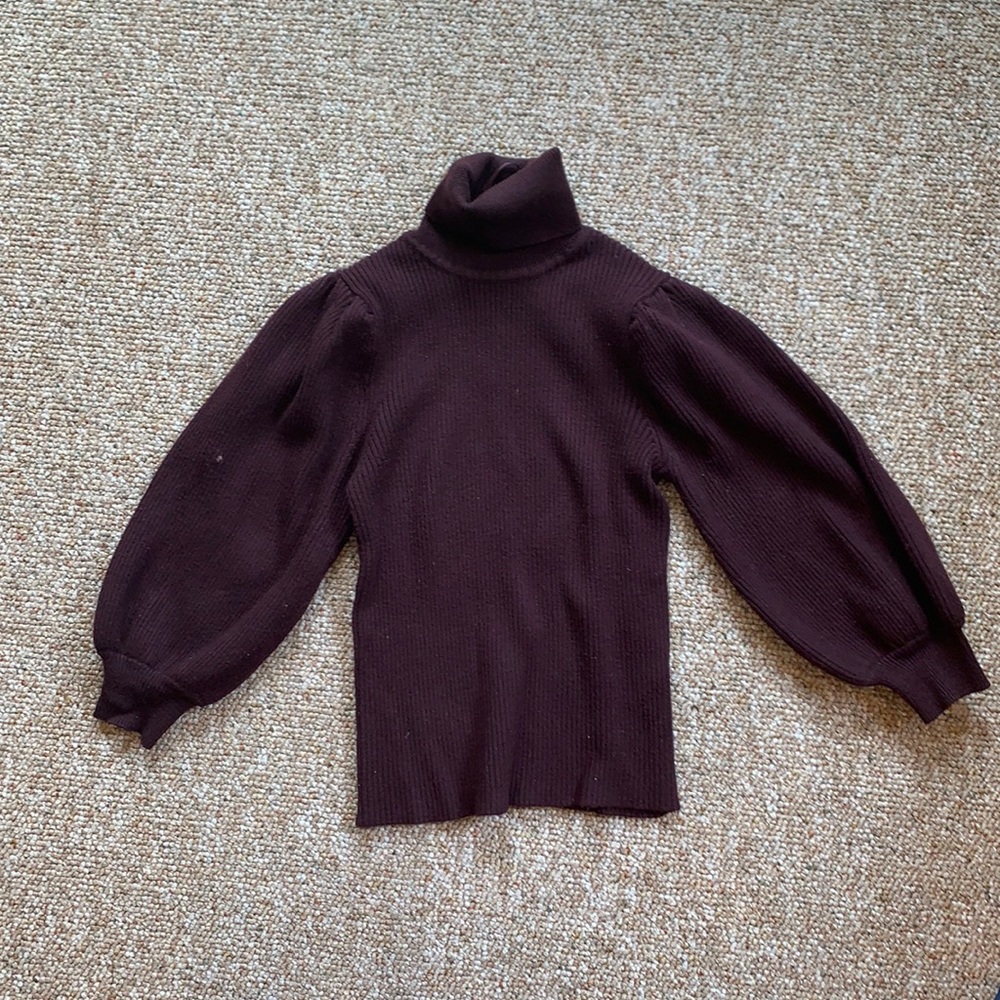 Puff sleeve turtleneck sweater